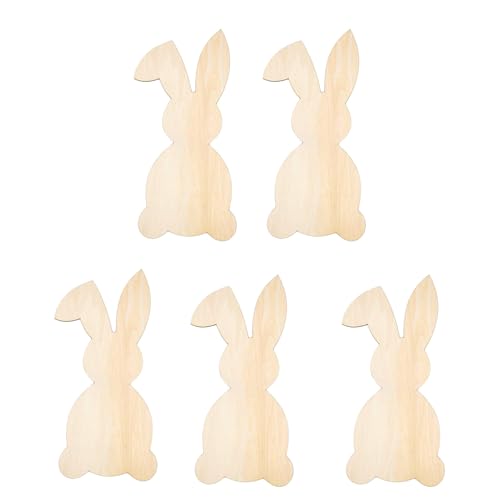 5 Stück unlackierte Holzscheiben, Hasen, Eier, Form, Holzausschnitte zum Malen, Basteln, hängende Dekoration, Partyzubehör 5 Stück unlackierte Holzscheiben, Hasen, Eier, Form, Holzausschnitte zum Malen, Basteln, hängende Dekoration, Partyzubehör von NPXUAMTJ