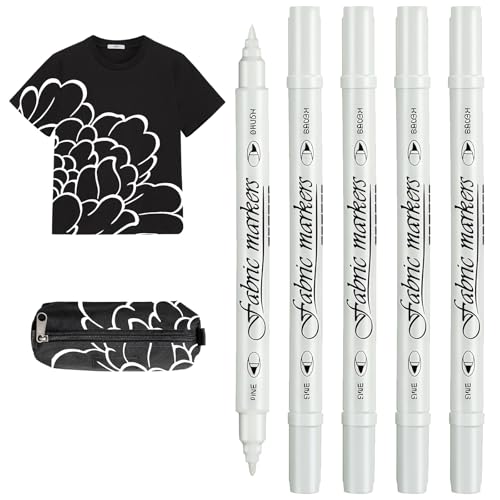 5pcs Doppelspitze Stoffstifte Mit Schnell Trocknendem Widerstandsfarben Für Dauerhafte Designs Auf Stoffcleinwand Und Accessoires Stoff Art Marker Stift von NPXUAMTJ