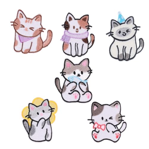 6 PCs Bestickte Pflaster Cartoon Cats Reparieren Sie Eisen Auf Flecken Applikationsflecken Auf Flecken Für Kleiderbeutel Nähen 6 PCs Bestickte Pflaster Cartoon Cats Reparieren Sie Eisen Auf Flecken Applikationsflecken Auf Flecken Für Kleiderbeutel Nähen von NPXUAMTJ