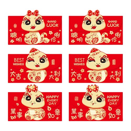 6pcs Neujahr Rötung Pakete Cartoon Schlangenjahr Themenumschläge Multifunktionales Chinesisches Zodiacs Geldpapierbeutel 6pcs Neujahr Rötung Pakete Cartoon Schlangenjahr Themenumschläge Multifunktionales Chinesisches Zodiacs Geldpapierbeutel von NPXUAMTJ