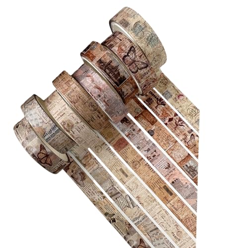 8pcs Ästhetisches Dekoratives Band 10 Mm Breites Kunstmaskelband Scrapbooking Dekorationsband Für Scrapbooking Journal Album Retro Klebeband von NPXUAMTJ