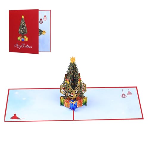 Einzigartige 3D-Weihnachtsbaum-Grußkarte "Pleased Christmas", 3D-Popup-Karte, zarter Urlaubsgruß mit Umschlag von NPXUAMTJ