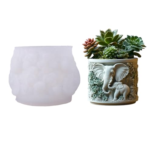 Flexibler Wiederverwendbares Blumenpotform Mit Detaillierten Elefantendesigns Silikontextur Für Harzbetonzement Crafting Elefantenharzform Für Schmuck von NPXUAMTJ