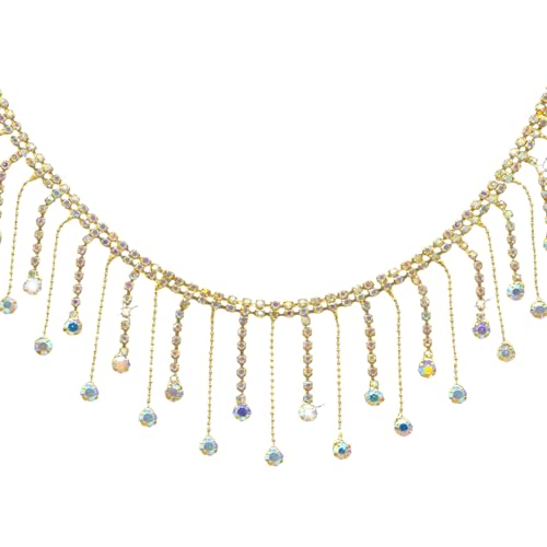 Glitzernde Strass-Fransen-Kette, schimmernder Kettengürtel für Mode-Enthusiasten und handgefertigtes Bastelzubehör Glitzernde Strass-Fransen-Kette, schimmernder Kettengürtel für Mode-Enthusiasten und handgefertigtes Bastelzubehör von NPXUAMTJ