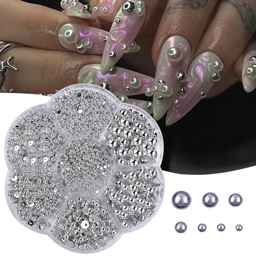 Halbe Perlen Nagelkunstdekorationen In Verschiedenen Stil Zeigen Ihren Charme Für Frauen Und Mädchen von NPXUAMTJ