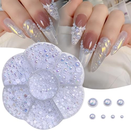 Halbe Perlen Nagelkunstdekorationen In Verschiedenen Stil Zeigen Ihren Charme Für Frauen Und Mädchen von NPXUAMTJ