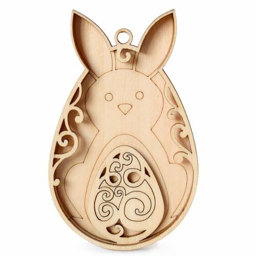 Haseneier-Form-Ausschnitte, unlackierte Holzscheiben für Erwachsene und Kinder, Malerei, hängende Ornamente, Heimdekoration von NPXUAMTJ