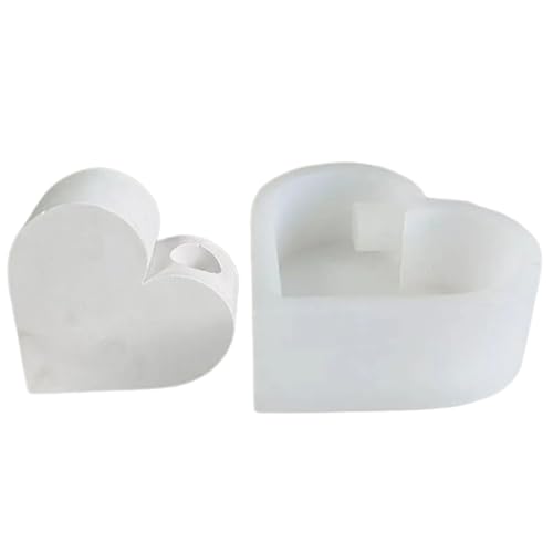 Herzförmige Halterform, 3D-Basis, Silikon, schöne Gips-Kerzenhalter-Formen, Schmuckherstellungswerkzeug von NPXUAMTJ