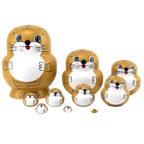 NPXUAMTJ Handgefertigte russische Nesting-Puppen aus Holz, Matroschka-Set, Folkarts Cartoon-Thema, Sammlerstück, Nesting-Puppen-Set NPXUAMTJ Handgefertigte russische Nesting-Puppen aus Holz, Matroschka-Set, Folkarts Cartoon-Thema, Sammlerstück, Nesting-Puppen-Set von NPXUAMTJ