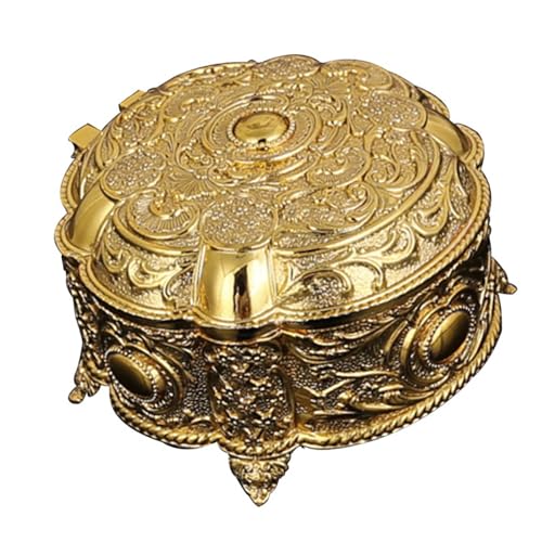 NPXUAMTJ Stilvolle Schmuckschatulle Mit Organisation Blumenschnitzflächen Organisatoren Perfekt Für Langfristige Erhaltung Vintage Metall Organisatoren von NPXUAMTJ