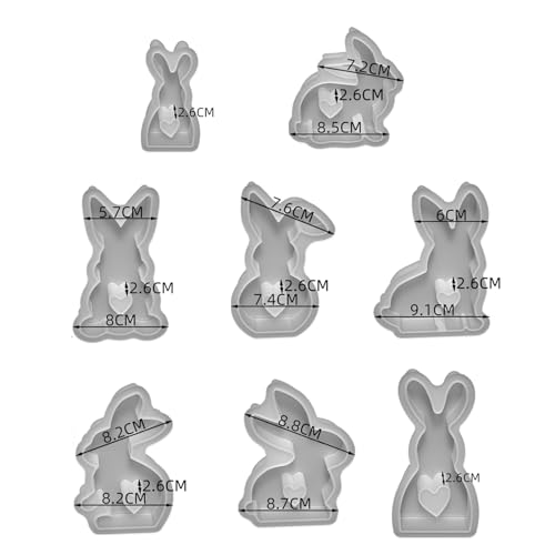 8 Stück Kaninchen Harz Handgefertigt Gips Seife Silikon Für Bastelarbeiten Heimdekorationen Kreatives Set von NPYQ
