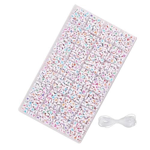 Packung Von 1850 Buchstabenperlen Für Bastelmittelversorgungen Schmuck Die Farbenfrohe Runde Designs Mit Elastischer Saite Täglich Verwenden von NPYQ