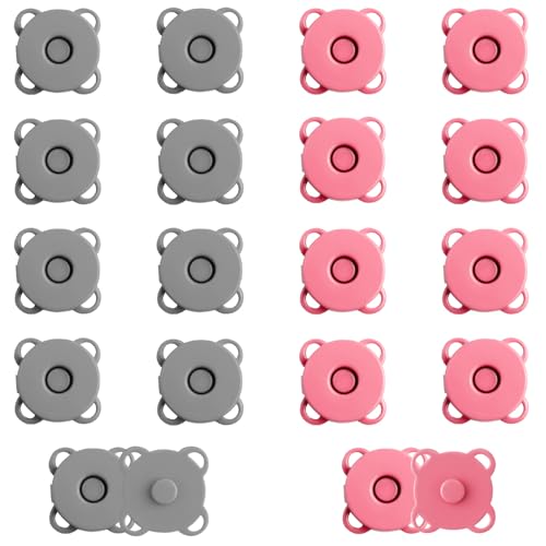 10 Sets Magnetknöpfe, 14mm Glatte Magnetdruckknöpfe für Taschen Galvanisierter Magnetdruckknopf für Kleidung Magnetdruckknopf für Geldbörsen Kleidung DIY-Bastelarbeiten (Rosa, Grau) von NQEUEPN