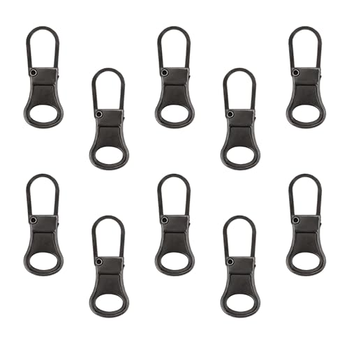 10 Stück Reißverschluss Ersatz aus Metall, Reißverschlussgriffe für Jacken Reißverschlussverlängerungen Reparatur Zipper Pull Tab für Kleidung Gepäck Jeans Geldbörsen Handtaschen (Dunkelgrau) von NQEUEPN