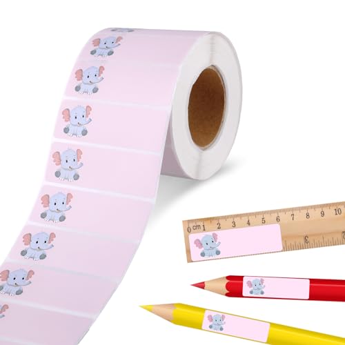 1000 Stück Namensschilder, Personalisierte Namensschilder Wasserfeste Namensaufkleber Niedliche Etiketten zum Aufkleben für Kinder für Schulbedarf Babyflaschen (Elefant) von NQEUEPN