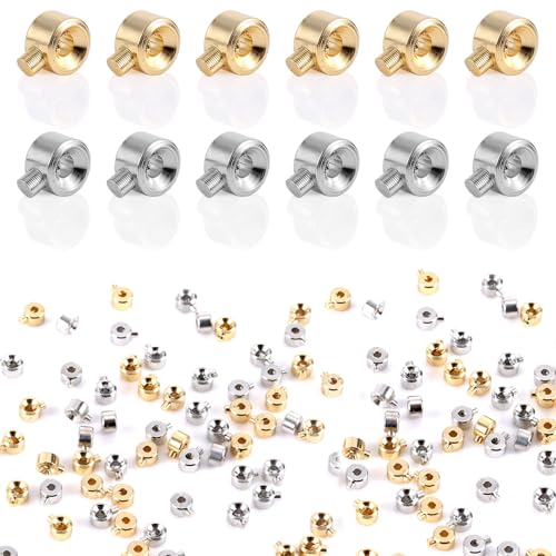 100stk Quetschperlen zur Schmuckherstellung, Kupferperlenstopper Gold und Silber Positionierungs-Abstandsperlen für Armbänder Halsketten-Endstücke von NQEUEPN