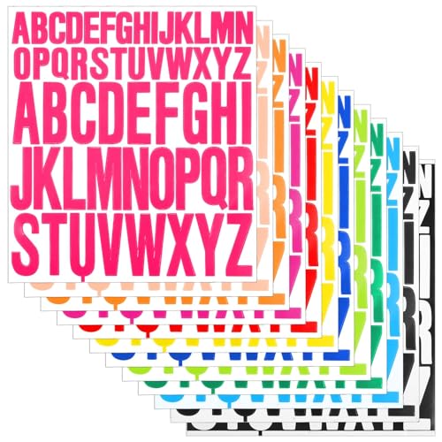 12 Blatt Buchstaben Aufkleber, 2,5cm und 5cm Selbstklebende Großbuchstaben Alphabetaufkleber Wasserfestes Vinyl Alphabet Aufkleber zum Aufkleben für Scrapbook-Schild Notizbuch Heimdekoration von NQEUEPN