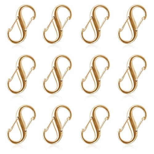 12 Reißverschluss Clips, Ersatz Reißverschluss mit Doppelter Öffnung Clips aus Zinklegierung S-Förmige Reißverschluss Schlösser Diebstahlschutz für Gepäck Rucksäcke (Gold) von NQEUEPN