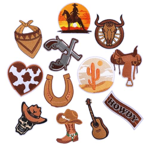 12 Stück Bügel Patches Western, Aufnäher Cowboy Vintage Rodeo Country Hufeisen Stiefel Bestickt zum Aufnähen Dekorative Applikationen Flicken für Rucksäcke Hüte Kleidung Jeans Jacken 12 Stück Bügel Patches Western, Aufnäher Cowboy Vintage Rodeo Country Hufeisen Stiefel Bestickt zum Aufnähen Dekorative Applikationen Flicken für Rucksäcke Hüte Kleidung Jeans Jacken von NQEUEPN