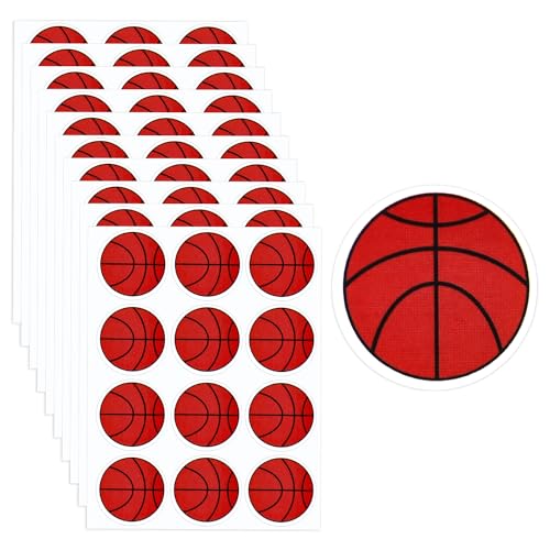 120 Stück 3 cm Basketball Aufkleber für Kinder - 10 Blatt Dekorative Siegelaufkleber, Selbstklebende Partygeschenke, Sport Aufkleber für Scrapbooking, Wasserflasche von NQEUEPN