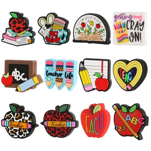 12stk Silikon-Perlen für Lehrer, Perlen mit Lehrermotiv Attraktiv Cartoon-Perlen Charm-Schlüsselanhänger-Perlen Stifte Klassenzimmer Freunde Handgefertigt Basteln Halskette Armband Geschenk 12stk Silikon-Perlen für Lehrer, Perlen mit Lehrermotiv Attraktiv Cartoon-Perlen Charm-Schlüsselanhänger-Perlen Stifte Klassenzimmer Freunde Handgefertigt Basteln Halskette Armband Geschenk von NQEUEPN