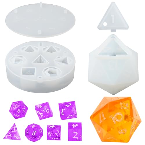 2 Stück Silikon Polyeder Würfel Schablone, Standard integrierte Polyeder Harz Würfel Schablone DND Würfel Schablonen für DIY Würfelherstellung Tischbrettspiel 2 Stück Silikon Polyeder Würfel Schablone, Standard integrierte Polyeder Harz Würfel Schablone DND Würfel Schablonen für DIY Würfelherstellung Tischbrettspiel von NQEUEPN