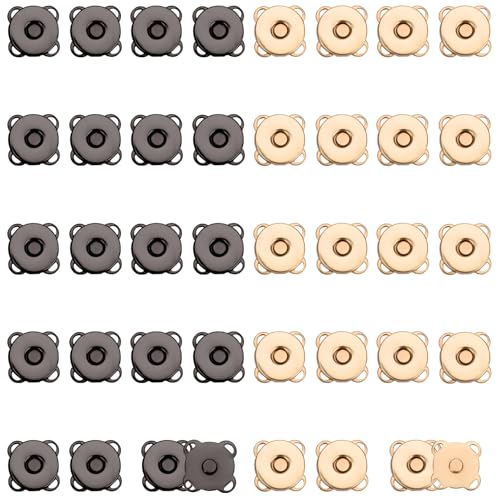 20 Sets Magnetknöpfe, 10mm Glatte Magnetische Druckknöpfe für Kleidung Pflaumenfarbener Magnetischer Druckknopf mit Starkem Magnetismus für Geldbörsen Näharbeiten (Dunkelgrau, Hellgold) von NQEUEPN