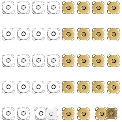 20 Sets Magnetknöpfe, 10mm Glatte Magnetische Druckknöpfe für Kleidung Pflaumenfarbener Magnetischer Druckknopf mit Starkem Magnetismus für Geldbörsen Näharbeiten (Silber, Bronze) von NQEUEPN