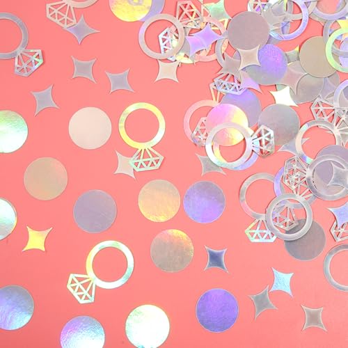 200 Stück Folienkonfetti, Diamantring Stern Rundes Konfetti Streusel Junggesellenabschied Glänzend Tischkonfetti für Hochzeit Verlobungsfeier-Dekoration Brautparty Zubehör 200 Stück Folienkonfetti, Diamantring Stern Rundes Konfetti Streusel Junggesellenabschied Glänzend Tischkonfetti für Hochzeit Verlobungsfeier-Dekoration Brautparty Zubehör von NQEUEPN