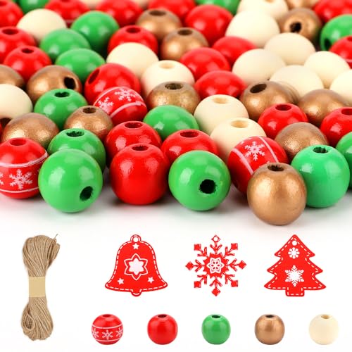 200stk Holzperlen mit 6 Schneeflocken-Holzspänen, Holzperlen Weihnachten Bunte Runde Bastelperlen mit Löchern für DIY-Schmuckherstellung Zuhause Party Weihnachtsdekoration 200stk Holzperlen mit 6 Schneeflocken-Holzspänen, Holzperlen Weihnachten Bunte Runde Bastelperlen mit Löchern für DIY-Schmuckherstellung Zuhause Party Weihnachtsdekoration von NQEUEPN