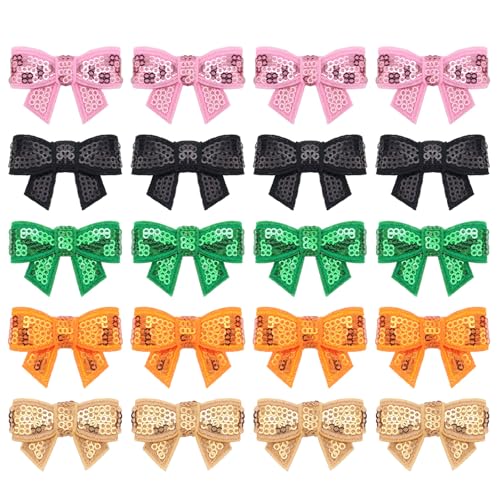 20stk Mini-Pailletten-Schleifen, 5 Farben Glänzende Schleifen zum Aufbügeln Flicken Patches Aufnäher zum Aufbügeln Stickerei für Kleidung Taschen Jacken Jeans 20stk Mini-Pailletten-Schleifen, 5 Farben Glänzende Schleifen zum Aufbügeln Flicken Patches Aufnäher zum Aufbügeln Stickerei für Kleidung Taschen Jacken Jeans von NQEUEPN