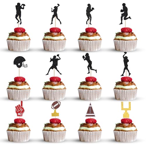 24St Rugby Cake Topper, Rugby Kuchen Deko Rugby Kuchen Aufsatz Sportparty Dekorationen für Super Bowl Sportspieltag Geburtstagsfeier von NQEUEPN