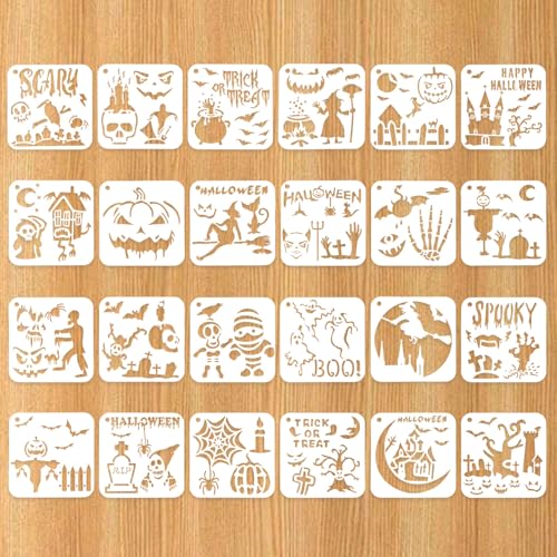 24stk Schablonen Halloween, 15x15cm Halloween-Vorlagen Wiederverwendbar Spray Schablonen Halloween Halloween-Malschablonen für Wanddekoration und Personalisiertes Design 24stk Schablonen Halloween, 15x15cm Halloween-Vorlagen Wiederverwendbar Spray Schablonen Halloween Halloween-Malschablonen für Wanddekoration und Personalisiertes Design von NQEUEPN
