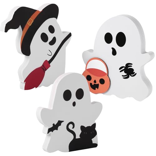 3 Stück Süße Geister Halloween Dekorationen, Halloween Geister Tablett Dekoration Halloween Geister Tischschild Schwarze Katze Kürbis Hexenbesen für Zuhause Ausstellungsregal Dekoration 3 Stück Süße Geister Halloween Dekorationen, Halloween Geister Tablett Dekoration Halloween Geister Tischschild Schwarze Katze Kürbis Hexenbesen für Zuhause Ausstellungsregal Dekoration von NQEUEPN