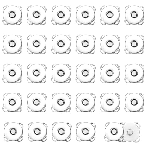 30 Sets Magnetische Druckknöpfe, 14mm Pflaume Magnetknöpfe Magnetische Verschlüsse Knöpfe für Geldbörsen Taschen Kleidung Handtaschen Leder DIY-Handwerk (Silber) von NQEUEPN