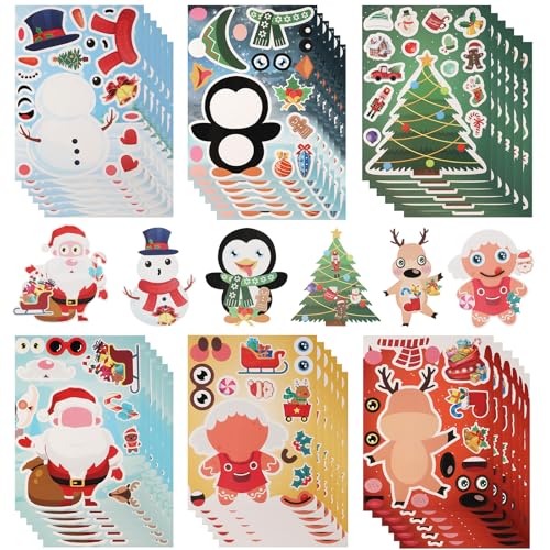 36 Blatt Sticker Weihnachten Kinder, Selbstklebende DIY Weihnachtsaufkleber mit WeihnachtsmannMotiv Wasserfeste Weihnachtsaufkleber zum Basteln Mitbringsel Feiertagsaufkleber von NQEUEPN