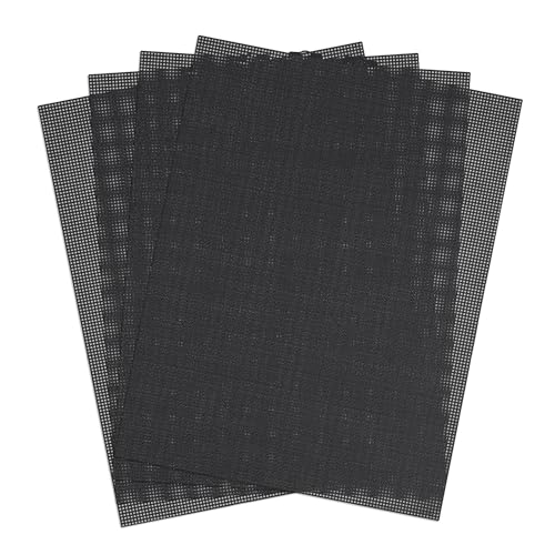 4 Stück Mesh Canvas Sheets Plastic, 34,5x26,4cm 10 CT Kunststoff Mesh Leinwandblätter Kreuzstich Kunststoff Aida Mesh Bildschirm für Bastelarbeiten DIY Häkelprojekte (Schwarz) von NQEUEPN