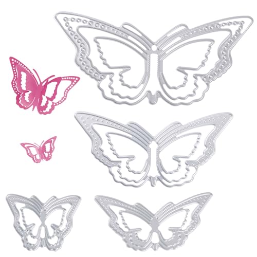 NQEUEPN 4 Stück Schmetterling 3D Stanzschablonen Metall-Stanzformen Schmetterlingsrahmen-Stanzformen für Die Kartengestaltung Scrapbooking von NQEUEPN