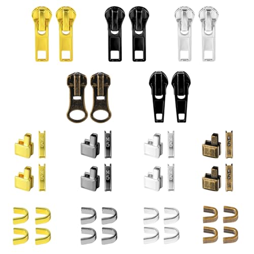42 Stück Reißverschluss Reparaturset, 10 Stück Reißverschluss Schieber für Nr. 5 Metall- Kunststoff- Nylon-Reißverschlüsse Obere und Untere Reißverschlussanschläge für Kleidung Jacken Gepäck 42 Stück Reißverschluss Reparaturset, 10 Stück Reißverschluss Schieber für Nr. 5 Metall- Kunststoff- Nylon-Reißverschlüsse Obere und Untere Reißverschlussanschläge für Kleidung Jacken Gepäck von NQEUEPN