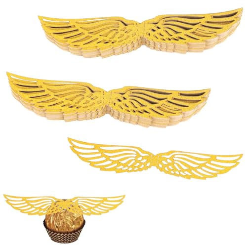 50 Stück Goldener Schnatz Flügel, Hohl Kuchen Dreidimensionale Flügeldekoration mit 50 Spenderklebern Goldene Cupcake-Topper für Geburtstag Hochzeit Partygeschenk 50 Stück Goldener Schnatz Flügel, Hohl Kuchen Dreidimensionale Flügeldekoration mit 50 Spenderklebern Goldene Cupcake-Topper für Geburtstag Hochzeit Partygeschenk von NQEUEPN