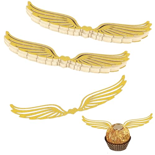50 Stück Kuchen Dreidimensionale Flügeldekoration, Hohl Goldener Schnatz Flügel mit 50 Dosierkleber Flügelkuchendekorationen für Geburtstag Hochzeit Partydekorationszubehör 50 Stück Kuchen Dreidimensionale Flügeldekoration, Hohl Goldener Schnatz Flügel mit 50 Dosierkleber Flügelkuchendekorationen für Geburtstag Hochzeit Partydekorationszubehör von NQEUEPN