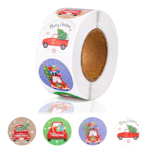 500 Stück Weihnachtsaufkleber Rolle, 2,5cm Rund Weihnachten Aufkleber Selbstklebend Winter Urlaub Umschlagaufkleber für Bastelarbeiten Scrapbooking Siegel Karten Dekorationen (4 Stile) von NQEUEPN