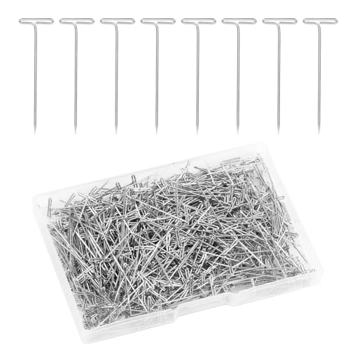 500stk 38mm T-Nadeln für Perücken, Metall-Schmuck-T-Nadeln mit Aufbewahrungsbox Gerade Nadeln zum Aufhängen von Bildern Basteln Häkelpositionierung (Silber) von NQEUEPN
