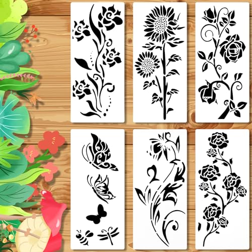 6 Stück Große Blumenschablonen für Gartenzäune, Malschablonen Blumen-Malschablonen Florale Zeichenschablonen Wandschablonen für Die Wanddekoration Heimbodendekor Zeichenzubehör 6 Stück Große Blumenschablonen für Gartenzäune, Malschablonen Blumen-Malschablonen Florale Zeichenschablonen Wandschablonen für Die Wanddekoration Heimbodendekor Zeichenzubehör von NQEUEPN