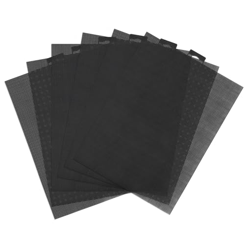 6 Stück Mesh Canvas Sheets Plastic, 28 x 21cm 14 CT Kunststoff Mesh Leinwandblätter Kreuzstich Kunststoff Aida Mesh Bildschirm für Bastelarbeiten DIY Häkelprojekte (Schwarz) von NQEUEPN