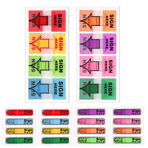 600st/6 Packungen Hier Unterschreiben Aufkleber, Hier Unterschreiben Haftnotizen Bitte Hier Unterschreiben für Dokumente Notizbücher Homeoffice Schulbedarf (Rot, Orange) von NQEUEPN