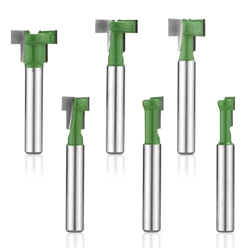6stk Schlüssellochfräser Set, 1/4-Zoll-Schaft-T Schlitzfräser Set Fräser-Bits für die Holzbearbeitung T-Schienen-Schlitzfräser für 1/4 & 5/16 & 3/8 & 9/16 & 1/2 & 5/8 Zoll Klinge Durchmesser von NQEUEPN
