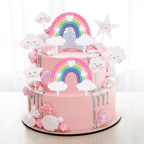 8 Stk Regenbogen Kuchen Dekor Set, Niedlicher Keramik Tortendeko Wolken Regenbogen sternwolkenförmiger Kuchenaufsatz für Mädchen Kleinkinder Geburtstag Hochzeit Babyparty 8 Stk Regenbogen Kuchen Dekor Set, Niedlicher Keramik Tortendeko Wolken Regenbogen sternwolkenförmiger Kuchenaufsatz für Mädchen Kleinkinder Geburtstag Hochzeit Babyparty von NQEUEPN