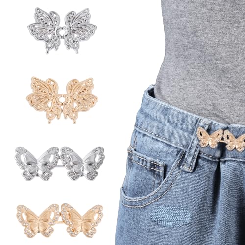 8 Stück Jeans-Schmetterlingsknöpfe, Hosentaillenspanner Abnehmbar Lockerer Taillenspanner Taillenmieder-Clip Taillenverkleinerungsschnallen, kein Nähen für Kleidung Röcke Kleider Dekoration von NQEUEPN