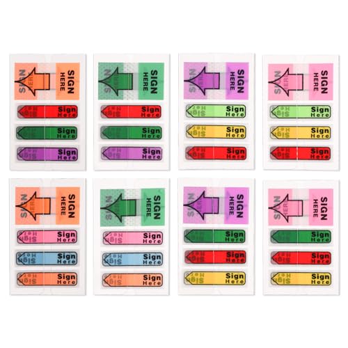 800st/8 Packungen Hier Unterschreiben Aufkleber, Hier Unterschreiben Haftnotizen Bitte Hier Unterschreiben für Dokumente Notizbücher Homeoffice Schulbedarf (Orange 1) von NQEUEPN